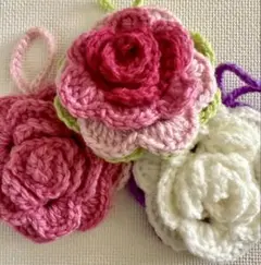 【特大】薔薇のアクリルたわし☆3枚