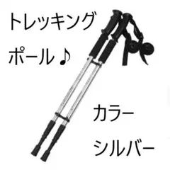 【安い】トレッキングポール 軽量アルミ製 三段式伸縮シャフト シルバー