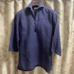 リネン100% カプリシャツ　紺色　トゥモローランド