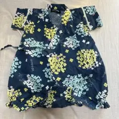 kladskap ネイビーロンパース花柄猫柄甚平