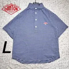 『DANTON』　オックスフォード　プルオーバー シャツ　丸襟　青× 白　L