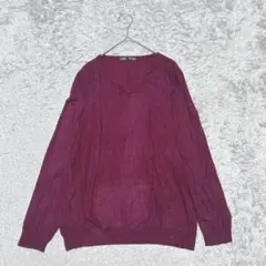 Cherrypopしまむら　Ｖネックニットセーター長袖［L］バーガンディー系