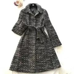 Max Mara ミックスツイードニットロングコート ベルト付 サイズ42