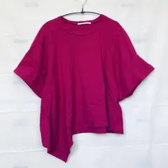 ケービーエフ　アシンメトリックマゼンタ半袖Tシャツ　半袖　カラーT