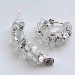 【オークション】Blanco. じゃらじゃらピアス大　モザイク　シルバー