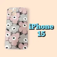 iPhone 15 ピンク マリメッコ フラワー ソフトケース ミニウニッコ