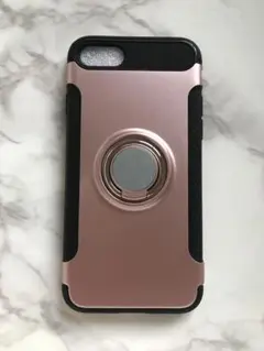iPhone7/8/SE2/SE3かっこいいリング付き耐衝撃ケース ピンク