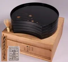【輪島塗・美品】高級漆器 半月盆 溜塗 高台黒塗 半月膳 天然木 五客揃 共箱 Amazon.co.jp: 輪島塗 半月盆 □ 輪堂 卓上膳 折敷 約37.8×約