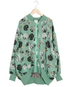 スカラー ドット柄シフォンブルゾン