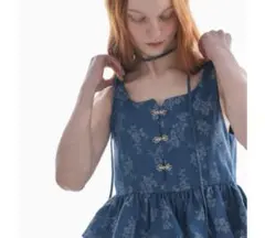 idem イデム　flower jacquard denim bustier