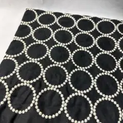 刺繍生地.中厚リネン.幅135cm×50cm.黒地、タンバリン