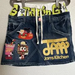 JAM デニム スカート 160 ジャム グラスラ ワッペン ダメージ加工