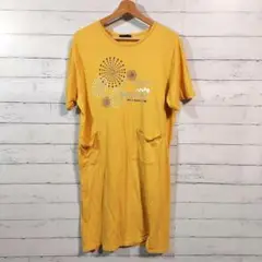 Tシャツ　ロング丈　半袖　イエロー　Mサイズ　レディース　部屋着 NO.1117