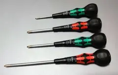 WERA レーザーチップ ボールグリッププラスドライバー 4本組 レッド