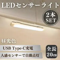 LEDライト 人感センサー 20cm 2本 マグネット USB 暖色光