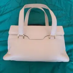【美品】ホワイト　レザーハンドバッグ