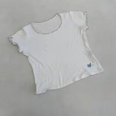 ⭐️ヌフソンヌフ⭐️シンプル白Tシャツ ショート丈 クルーネック ワンポイント