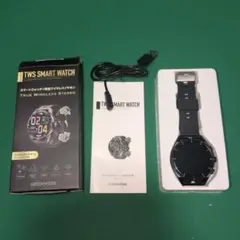 ゲオ　ワイヤレスイヤホン搭載スマートウォッチ「GH-SMWGB-BK」