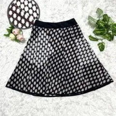 【美品】リフレクト Reflect フレアスカート 日本製 7 S 幾何学柄