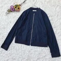 【アースミュージック】コットン　ジャンパー　ブルゾン　ジップアップ　ネイビー　Ｌ