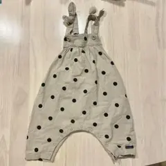 ベビー服　ベージュ　ドット柄　オーバーオール　ストラップロンパース　70