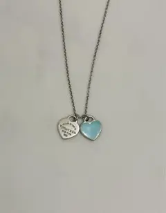 Tiffany ブルー ダブル ハート タグ ペンダント ネックレス ミニ