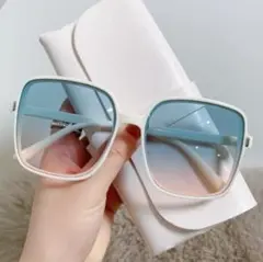 ホワイト　レディースサングラス　UV400　女性　白　海　アウトドア　韓国