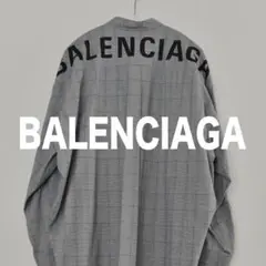美品 BALENCIAGA バックロゴシャツ ビッグシャツ 36 ロゴ チェック