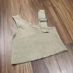 ベージュ リブ編み ビスチェ