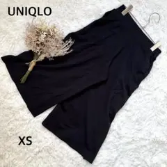 美品✨【ユニクロ】七分丈パンツ 無地 ウエストゴム 厚め生地 履き心地抜群 黒