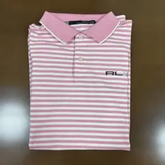 RLX Ralph Lauren ピンクストライプポロシャツ Lラルフローレン