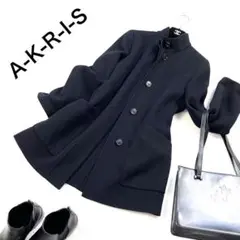 美品✨アクリス ノーカラーロングコート アンゴラ カシミヤ 比翼 セレブ愛用