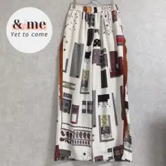 OKIRAKU オキラク　ワイドパンツ　ウエストゴム　総柄　個性的　サイドフリル