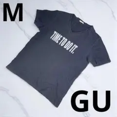 『GU』vネック　Tシャツ　カットソー　ブラック　黒　Mサイズ