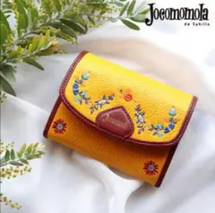美品 Jocomomola ホコモモラ 鳥 花 刺繍 レザー 折り財布