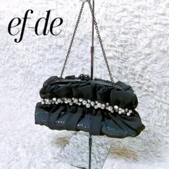 極美品 ef-de エフデ パーティーバッグ スパンコール イミテーションパール