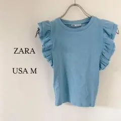 【中古】 レディース ZARA フリルニット プルオーバー USA M トップス