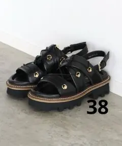 ELVIO ZANON ボリュームソールレザーサンダル ブラック