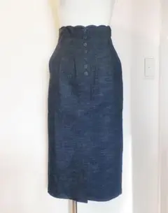 Fint an3 ウエストスカラップデニムタイトスカート　黒