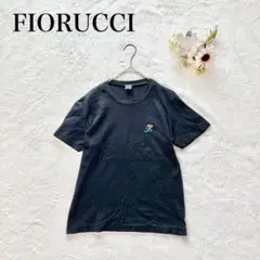 【フィオルッチ】クルーネックTシャツ（M）英字ロゴ ワンポイント シンプル 黒
