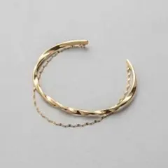 美品 ete レイヤード バングル ツイスト チェーン ペタルチェーン ゴールド