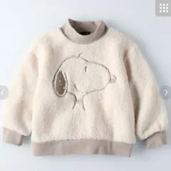 スヌーピー刺繍フリーストレーナー ボアモックネックプルオーバー(スヌーピー)