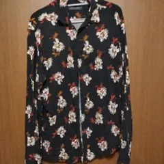 ZARA MAN ザラ レーヨン 長袖シャツ 花柄 ブラック