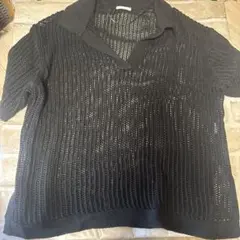 ブラック 半袖ニット