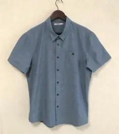 【極美品】graniph　半袖 レギュラーカラーシャツ　L　ブルー　刺繍