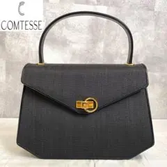 【極美品】COMTESSE ホースヘア 黒 ゴールド金具 フォーマルハンドバッグ