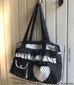 SHEIN 白黒ドット トートバッグ
