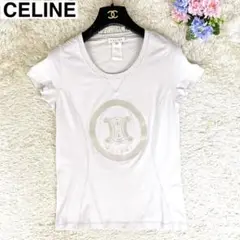 【美品♪】セリーヌ Tシャツ 半袖 トリオンフロゴ ストレッチ M トップス