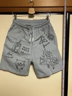 イラストプリント ライトブルー ショートパンツ