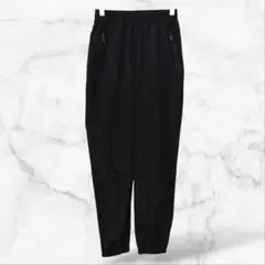 ジャージ パンツ フルジップポケット ウエストゴム 黒無地(XS)シンプル 下